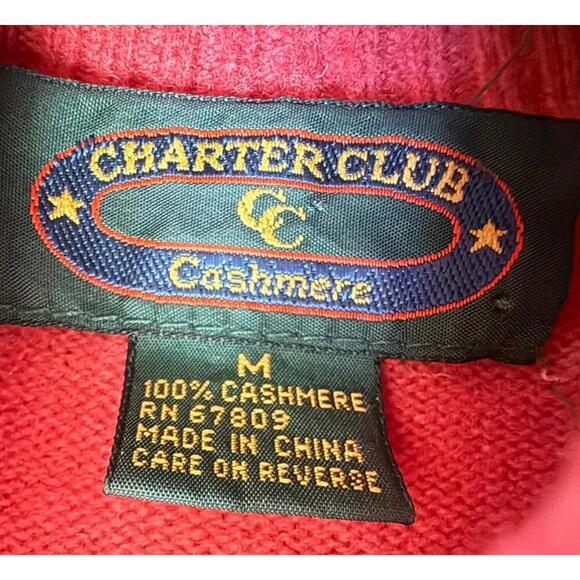 Charter Club 100% Cashmere Red Turtleneck Sweater (Medium) - Picture 2 of 5